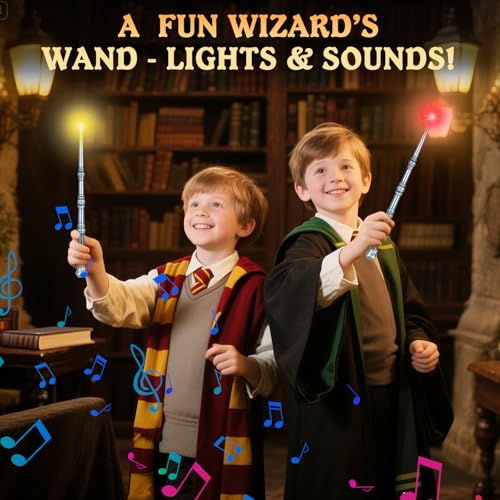 Light Up Magic Wand with Sounds & 4 Color Lights, Brown, 2PCS U605238