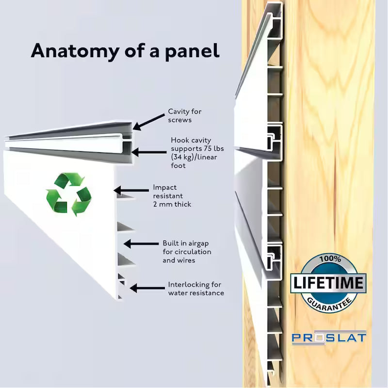 PVC Slat Wall Panel Set Sandstone 4 panel pack N6356