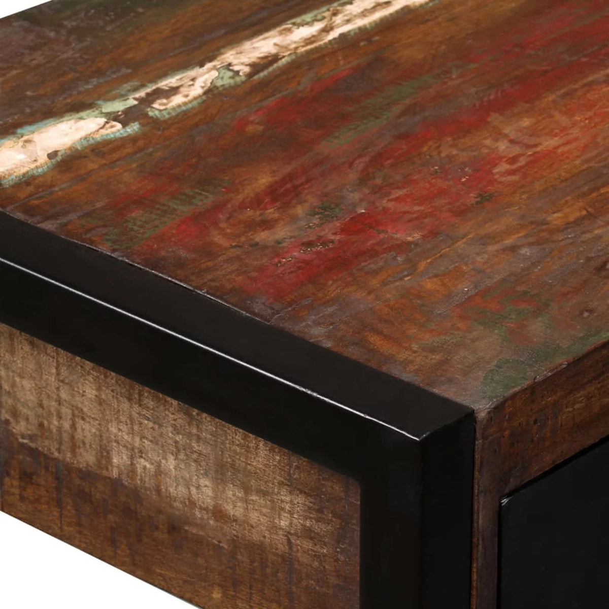 Writing Desk with 2 Storage Drawers Reclaimed Wood Steel Legs J122