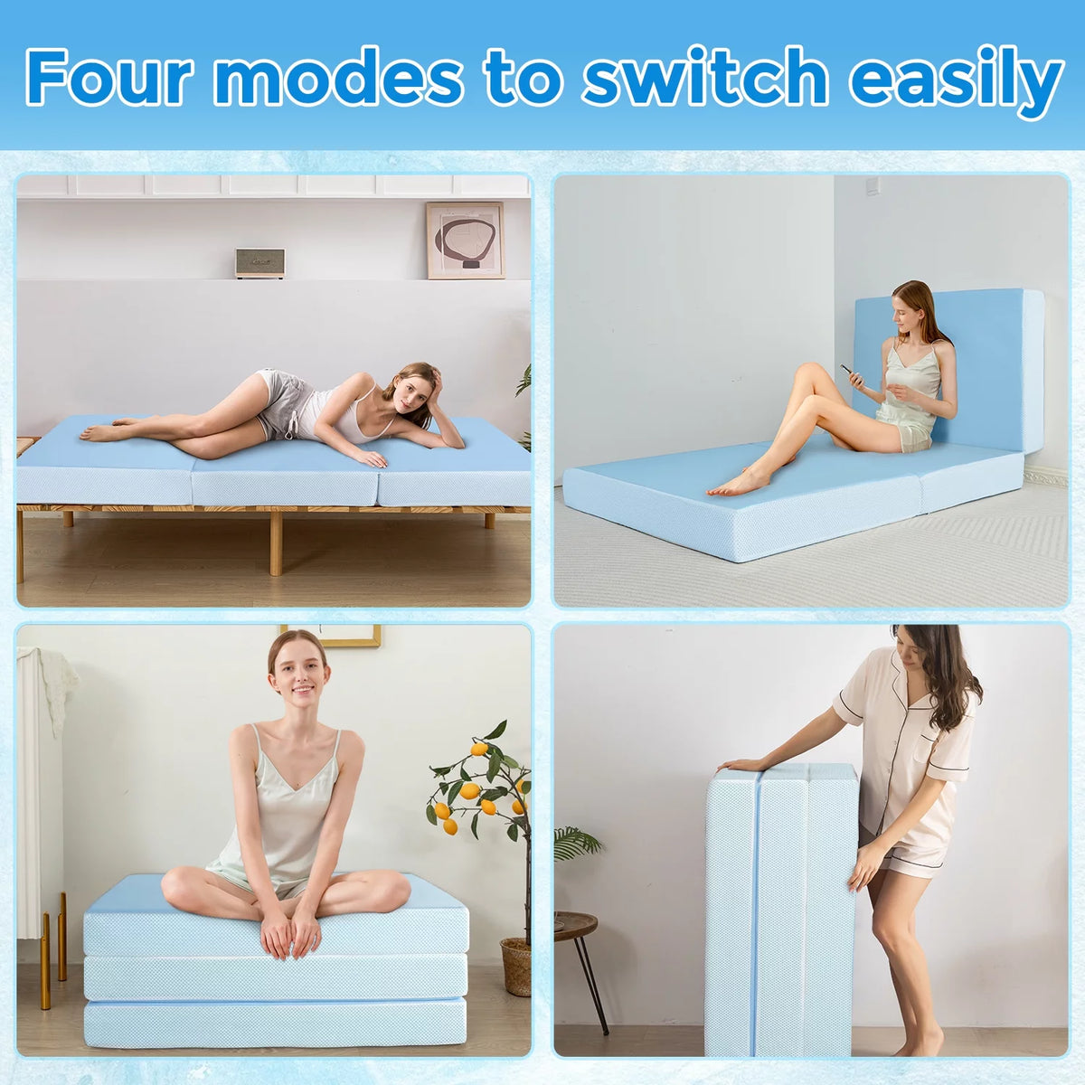 6 inch Twin Blue Folding Mattress with Washable Cover C134320