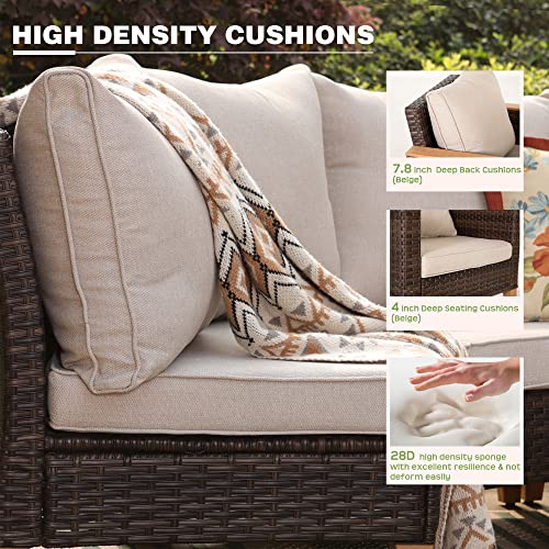 12 Piece Beige Wicker Patio Conversation Sofa Set Y322474