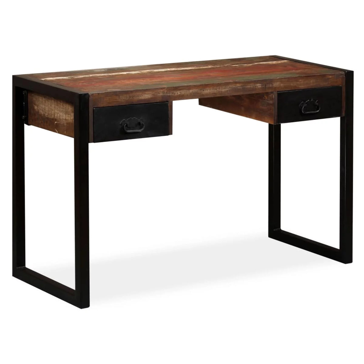 Writing Desk with 2 Storage Drawers Reclaimed Wood Steel Legs J122
