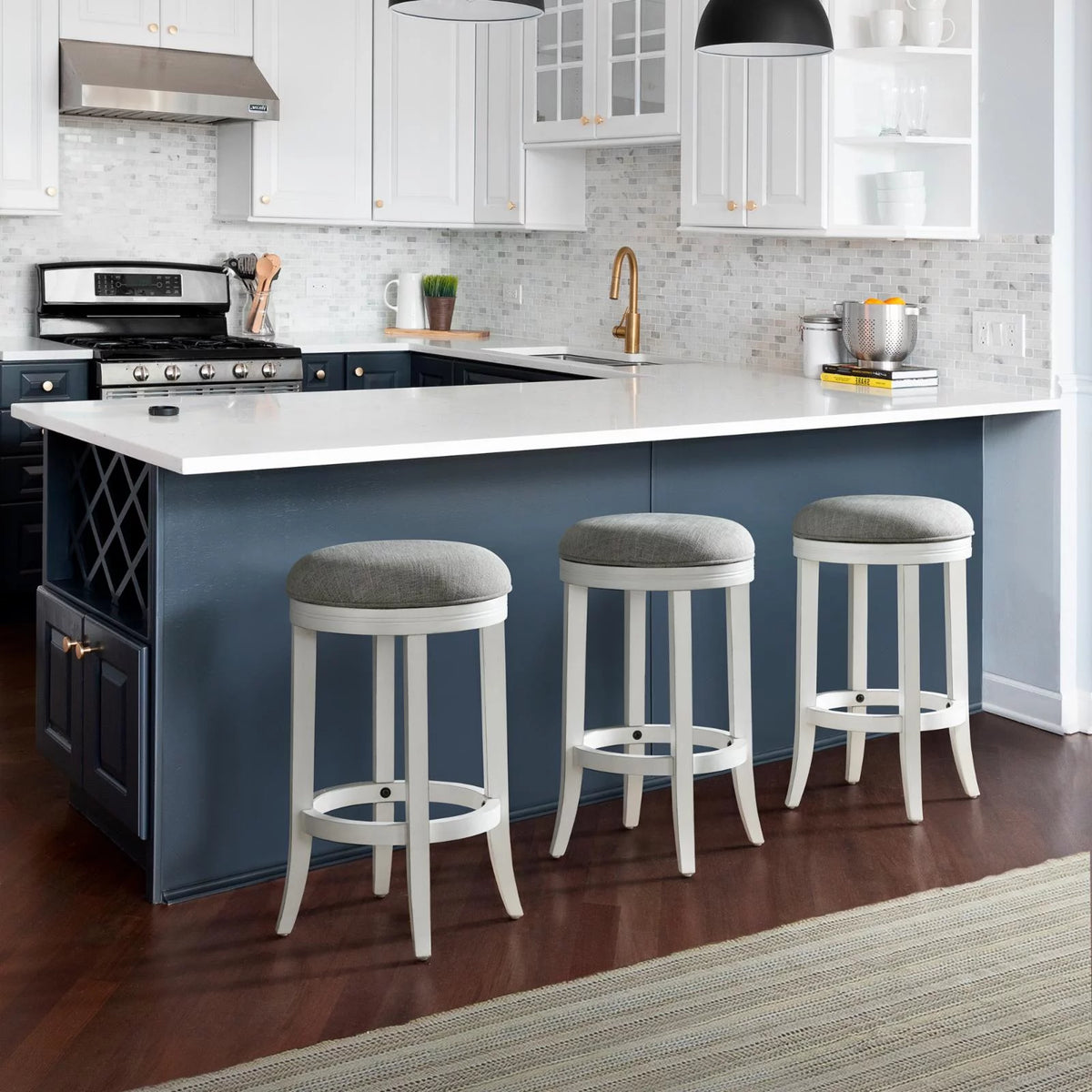 Upholstered Swivel Backless Counter-Height Barstool U853681