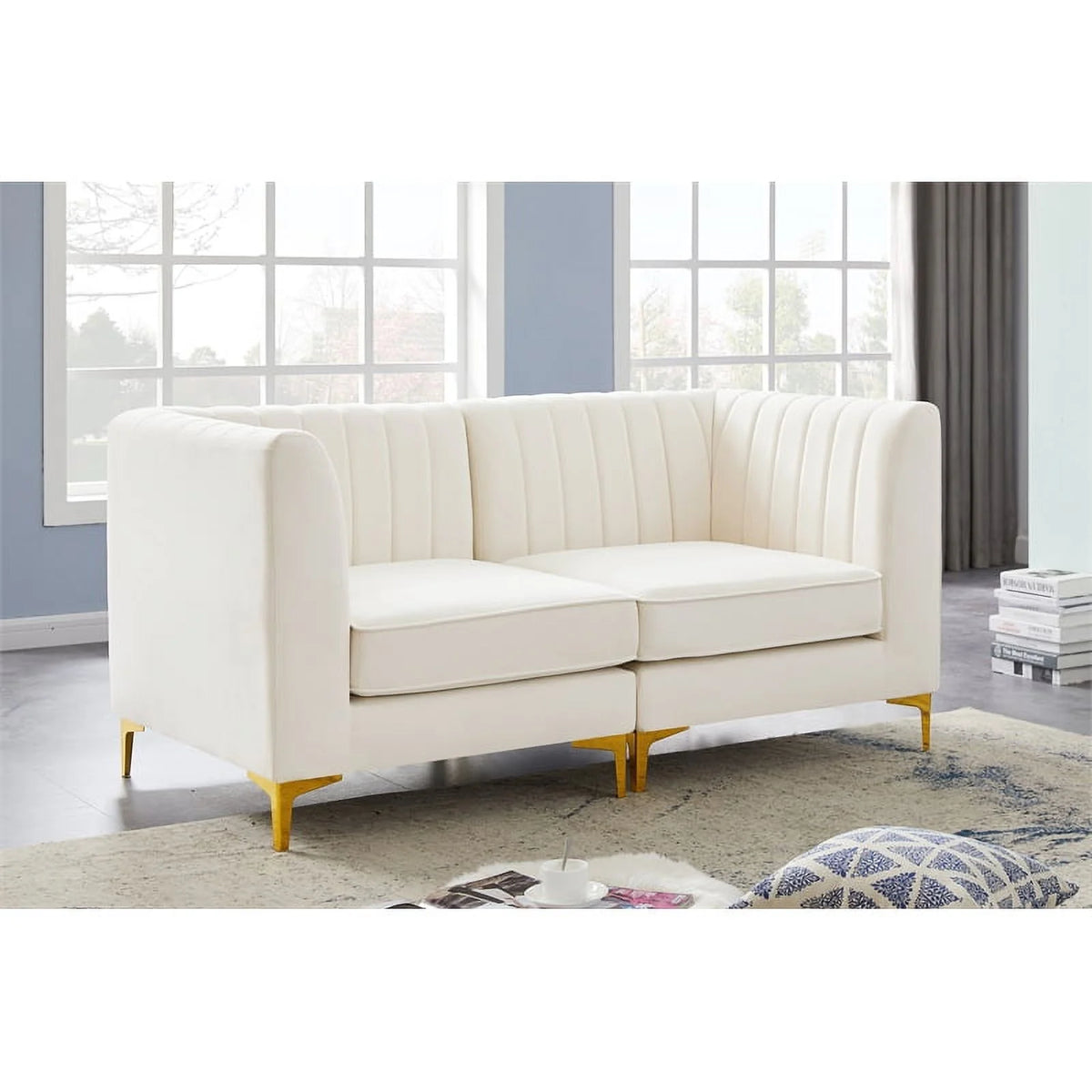 Cream Velvet Modular Sofa F99085