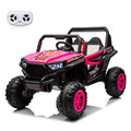 24V Ride on Car Kids Side by Side with Remote Control, 2 Seater 4WD Kids UTV Off-Road Power Wheels, Battery Powered Kids Cars to Drive w/ 4x100W Engine, 3 Speeds, Bluetooth, LED Lights (Pink) E9847