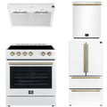 30 Electric Range, Range Hood, Refrigerator and Dishwasher in White D9927