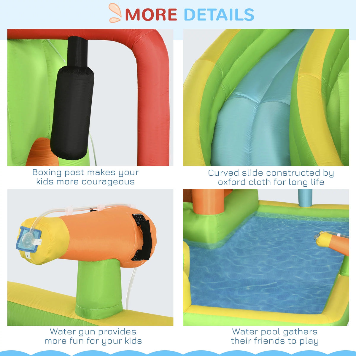 7-in-1 Inflatable Water Slide Bounce House with Carry Bag O4803