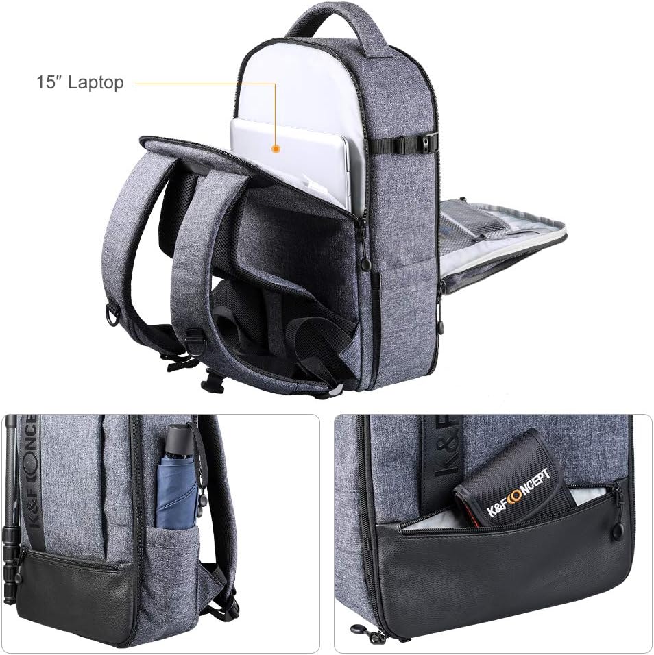 Camera Backpack for DSLR Cameras, 14-15 inch Laptop, Tripod, Lenses O4227