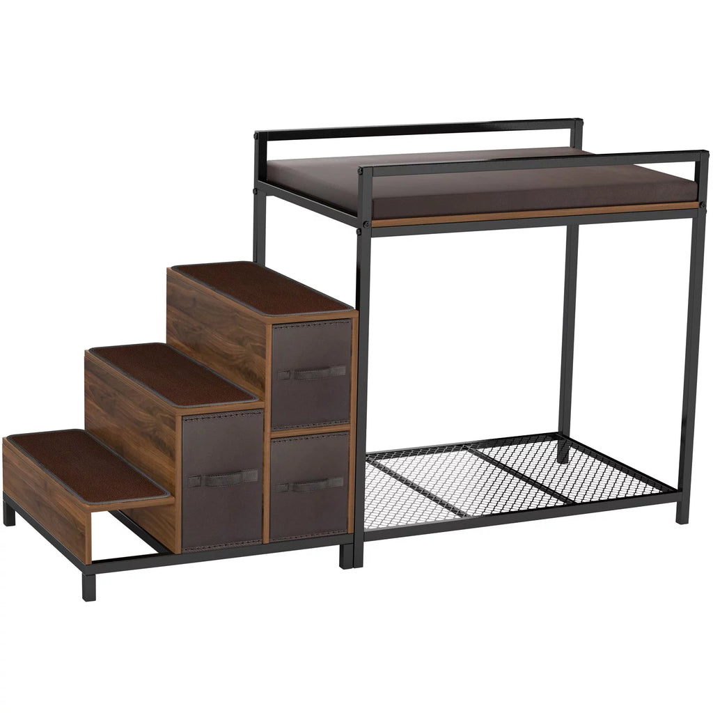 Dog Bunk Bed Elevated with Non-slip Pad and Storage F840751