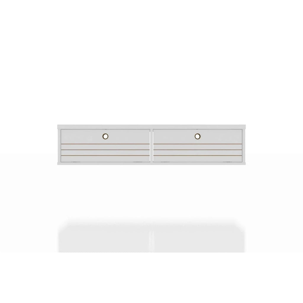 White 2 Shelf Floating Office Desk C8392