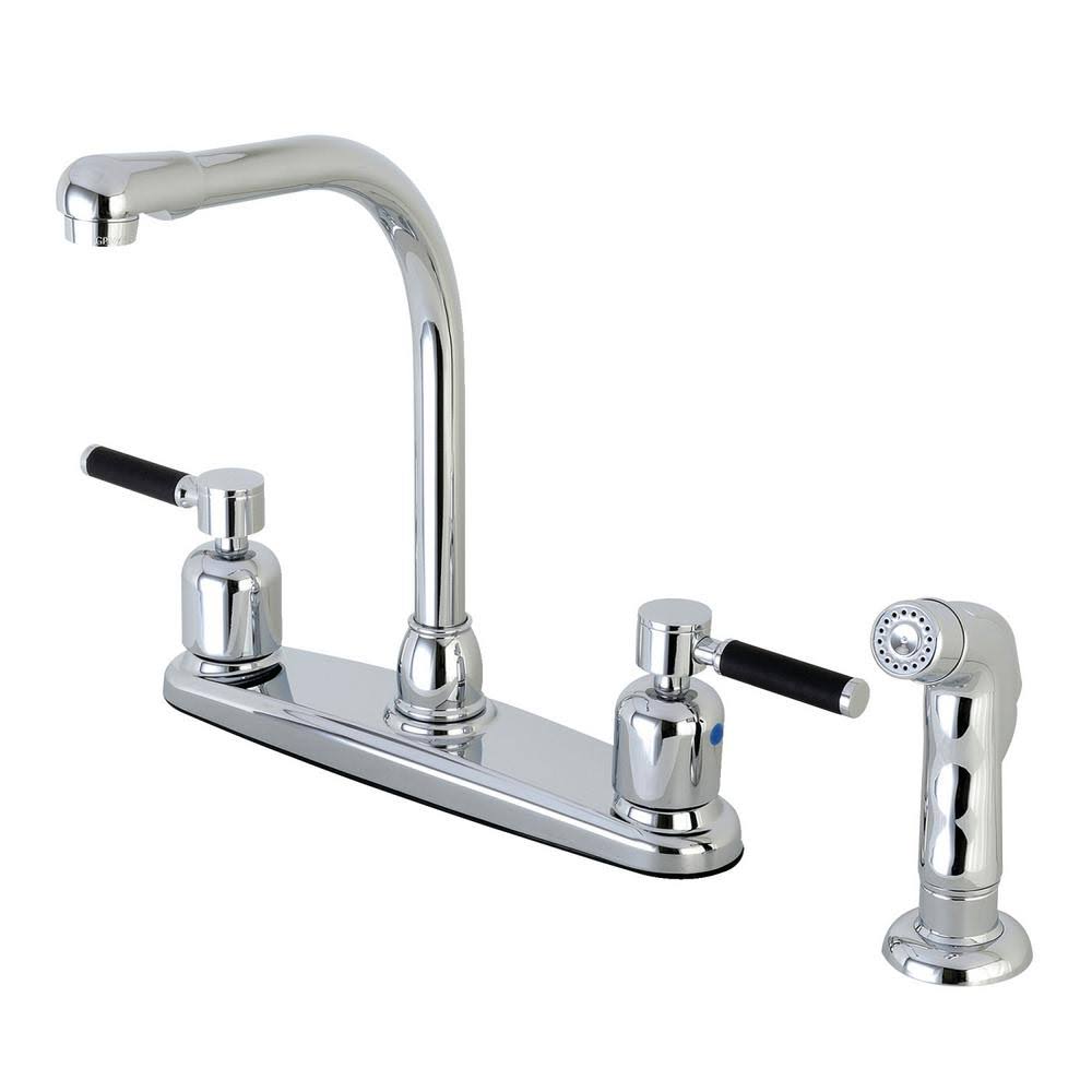 Chrome 2-Handle High Arc Kitchen Faucet with Side Sprayer H40778