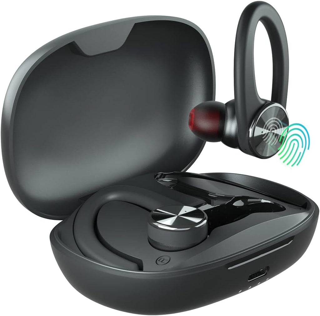 Wireless Bluetooth Earbuds with Charging Case and Earhooks, Waterproof, Pack of 2 N213606