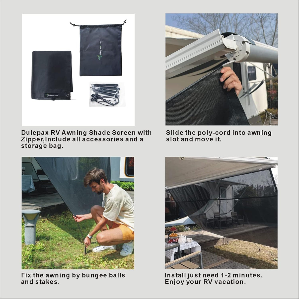 RV Awning Shade Screen with Zipper 9'X15'3'' Z106232