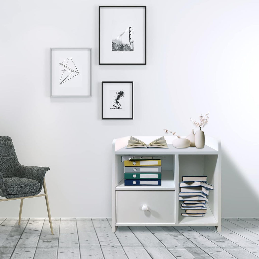 White 2 Drawer Wood Nightstand L482