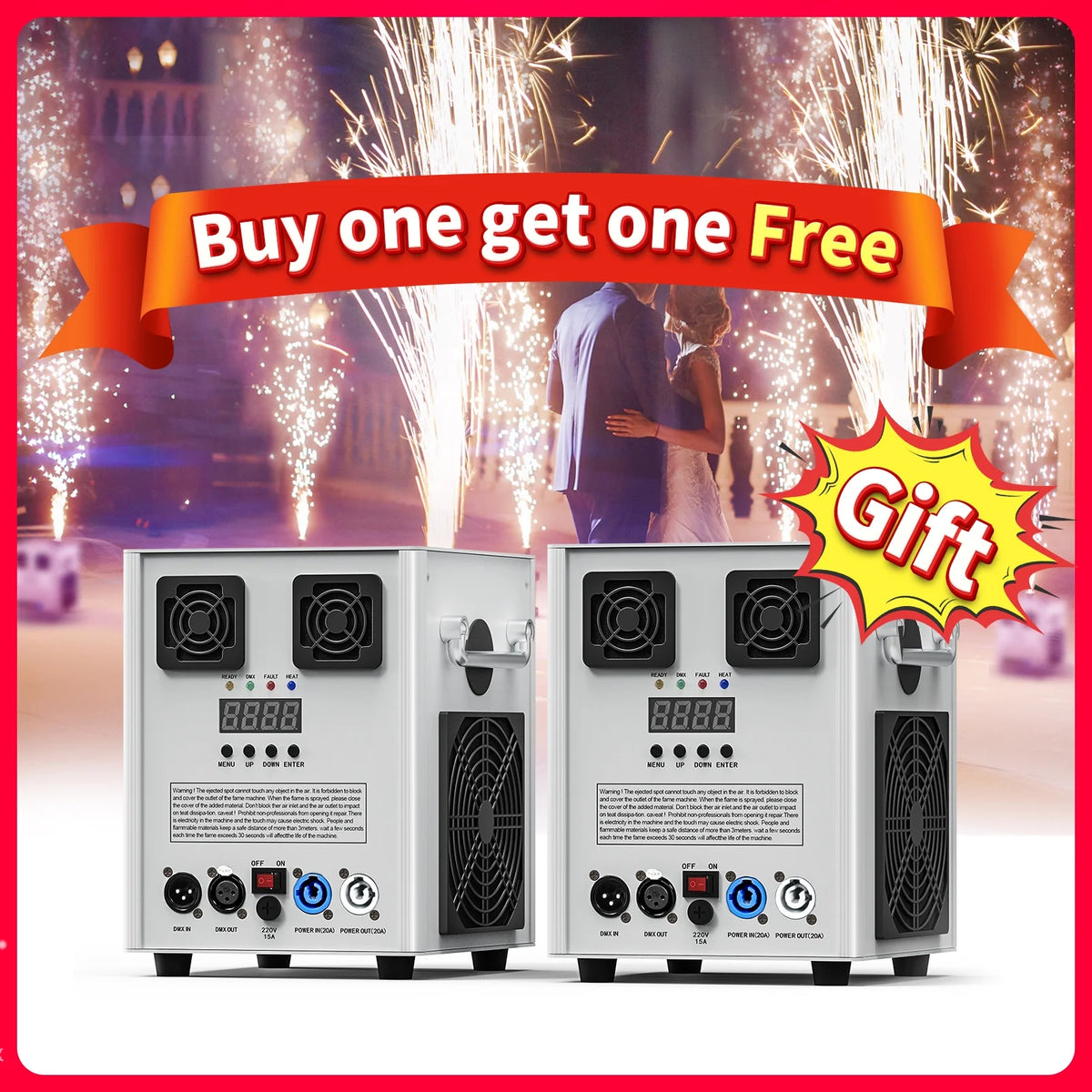 Cold Spark Machine 3-16FT Adjustable Stage Special Effect Machine with Wireless Remote Control DMX Low Noise Stage Equipment for Wedding DJ Disco Party 2pcs T729218