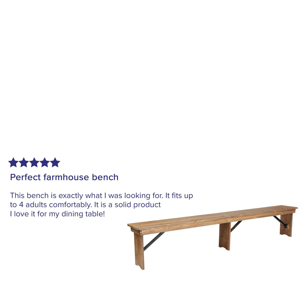 Black Solid Pine Folding Farm Bench with 3 Legs N228318