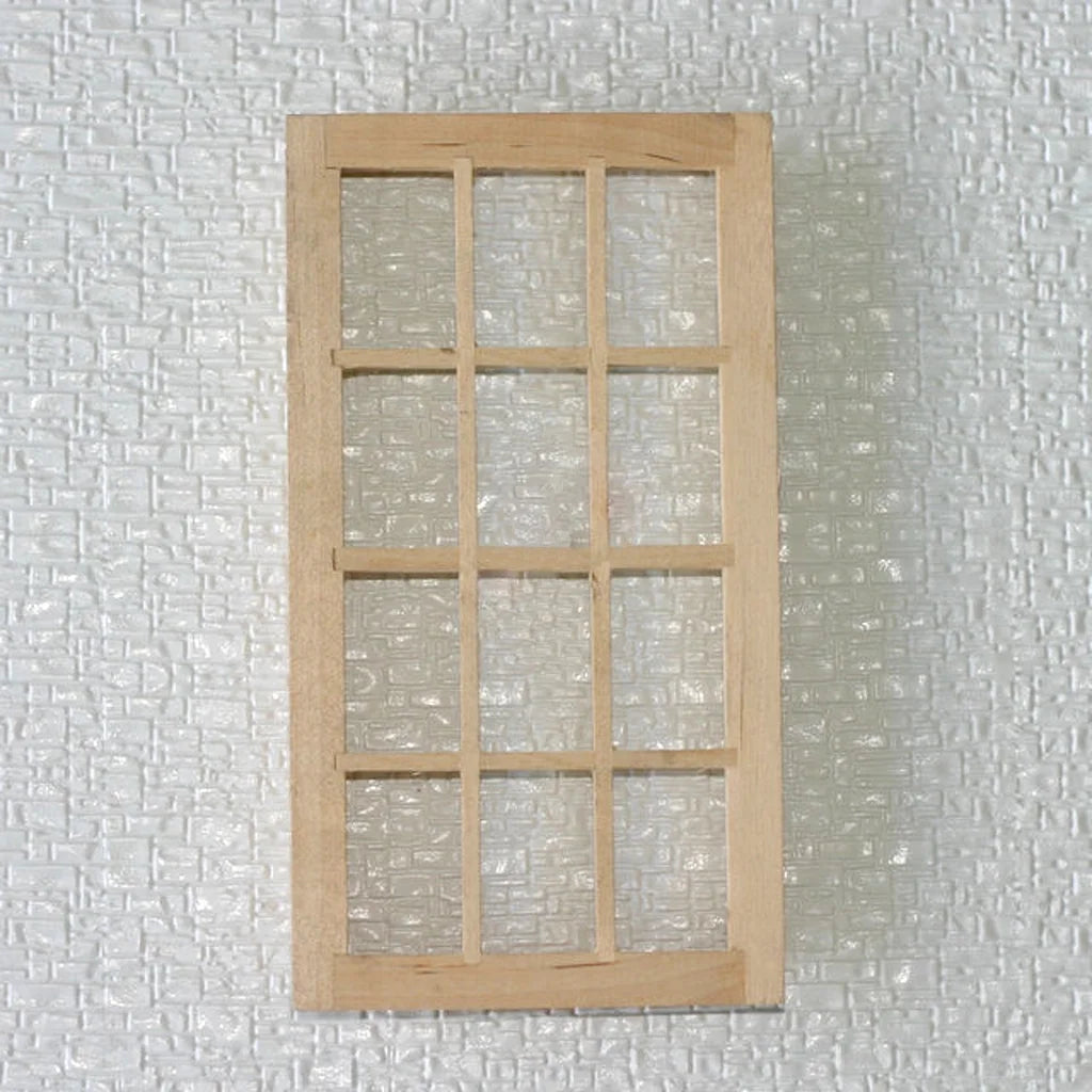 Vintage 12-pane Wooden Dolls House Window N834