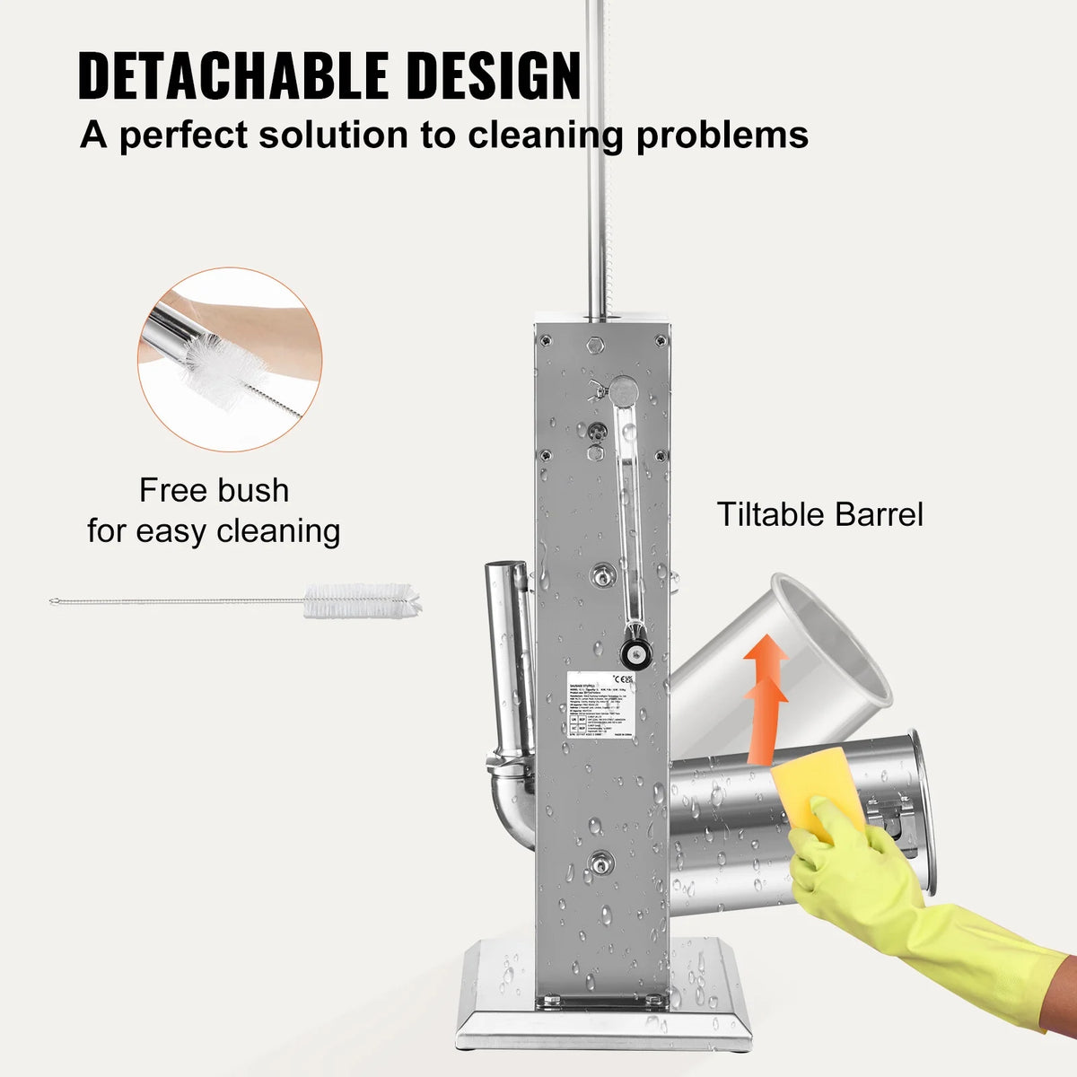 8lbs 5L Stainless Steel Sausage Stuffer A4792