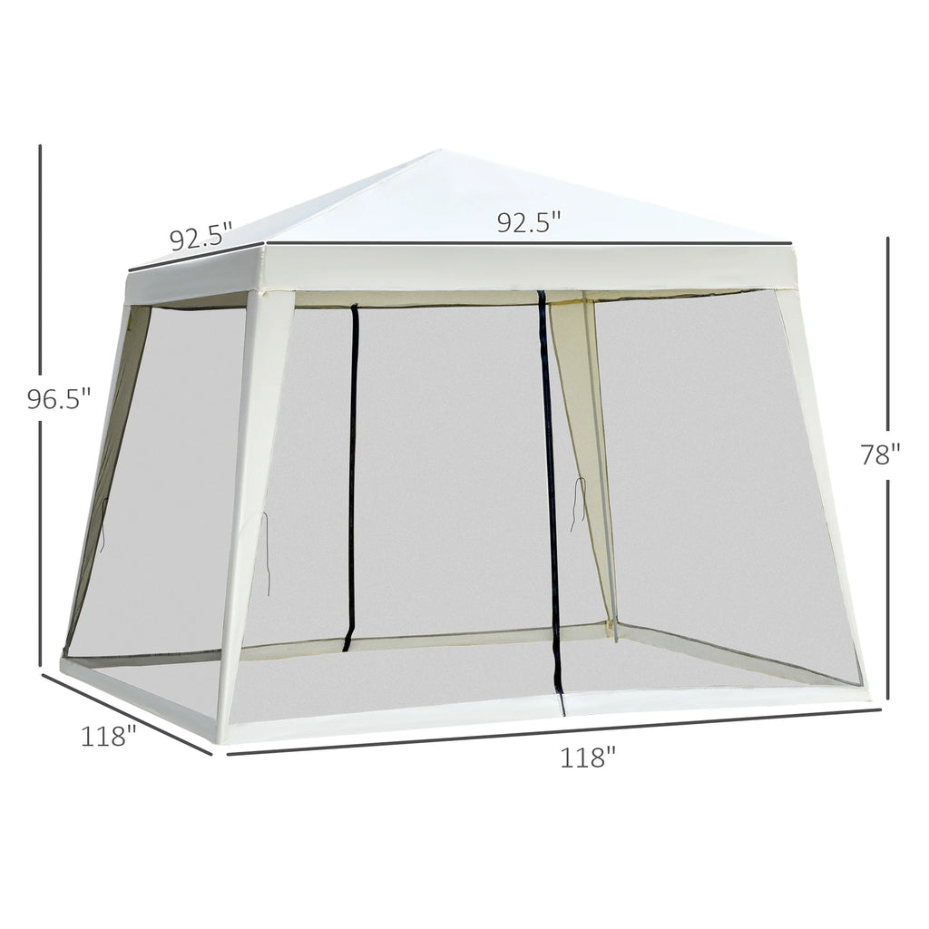 10' x 10' Folding Slant Leg Screened Canopy Tent with Mesh Sidewalls Z192