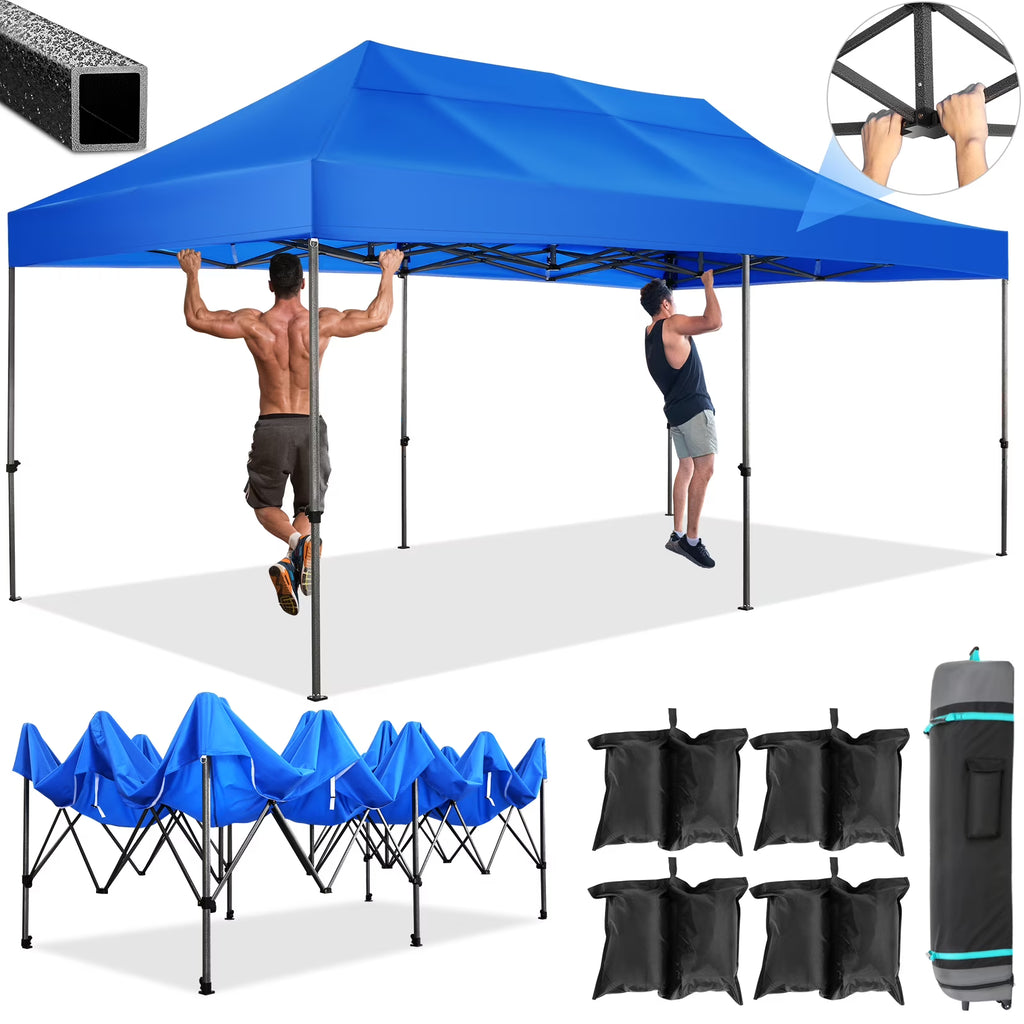 10' x 20' Pop Up Canopy Tent Straight Leg Shelter with Roller Bag, Blue B228