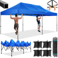 10' x 20' Pop Up Canopy Tent Straight Leg Shelter with Roller Bag, Blue B228