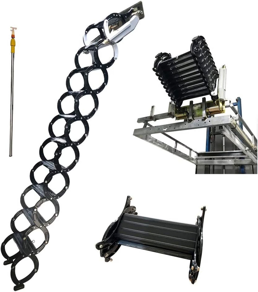 Black Wall Mounted Telescopic Folding Ladder H2585
