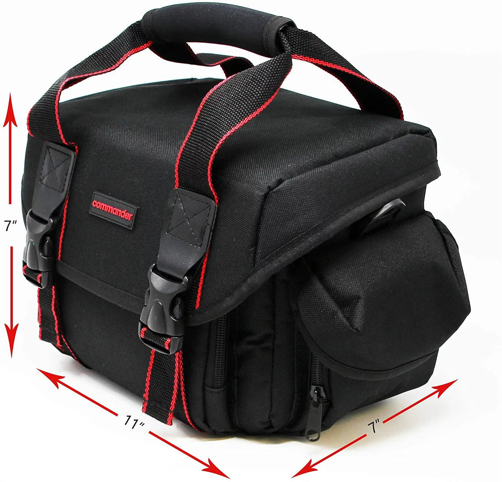 Large Universal DSLR Camera Case Gadget Bag, 11 x 7 x 7 Inches, Black/Red A195