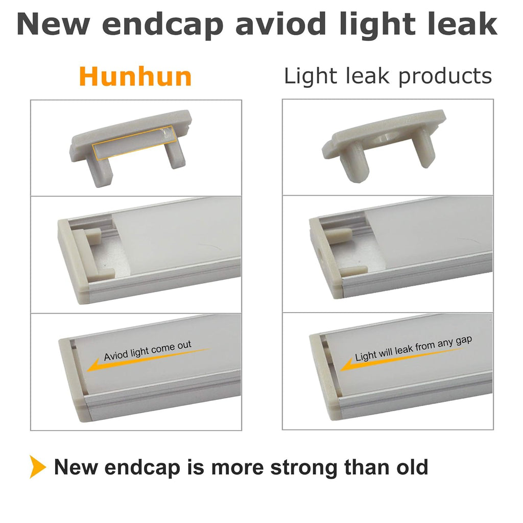 20-Pack 3.3ft U Shape LED Aluminum Channel System with Milky Cover, End Caps and Mounting Clips K660