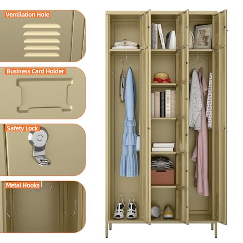 72" H Metal Storage Lockers with Doors and Rod, 7+1 Doors, Camel J559909