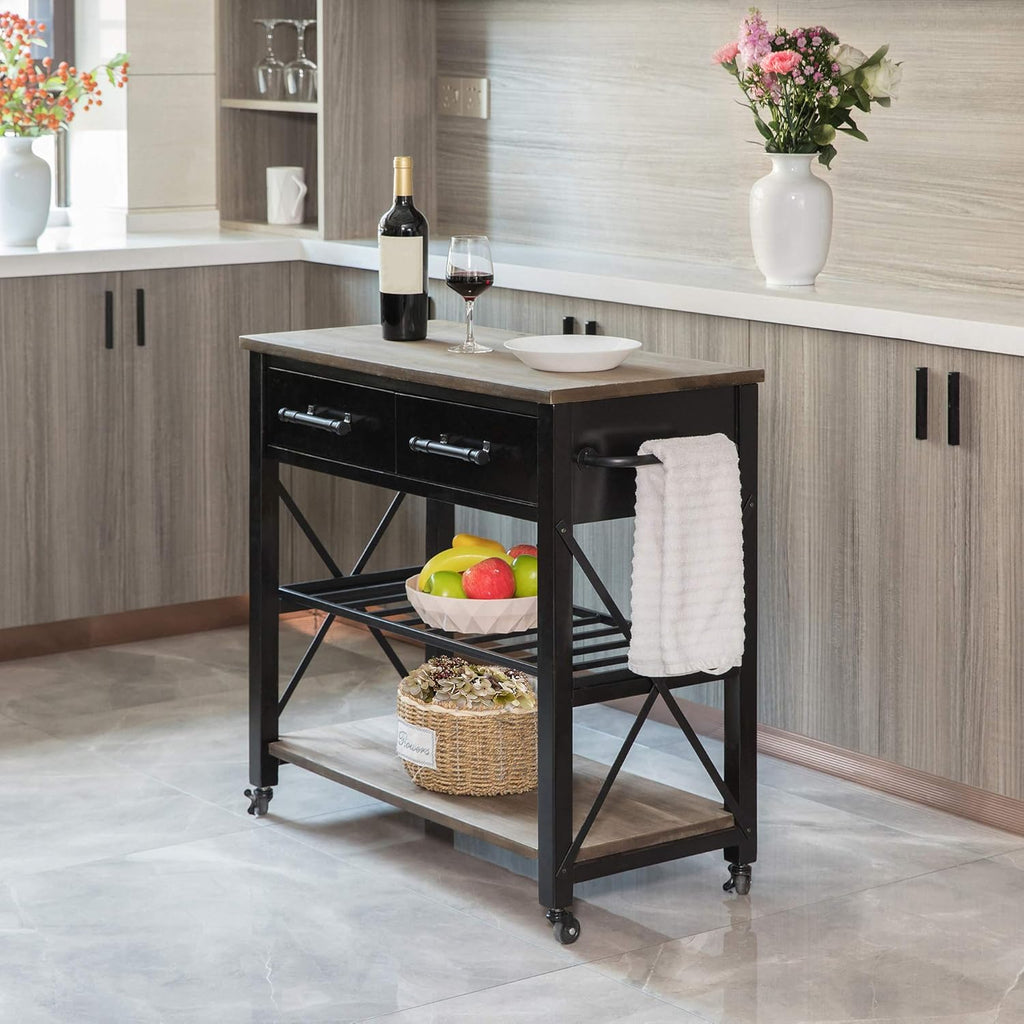 White Farmhouse Kitchen Cart P393236