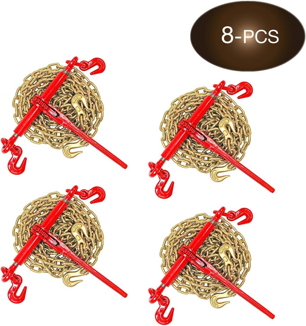 5/16” Grade 70 Chain and Load Binder Kit with 4 Binders and 4 Chains L281239