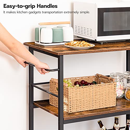 Rustic Brown and Black Kitchen Island with Storage H683