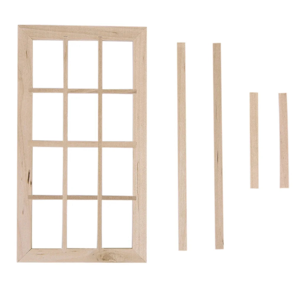 Vintage 12-pane Wooden Dolls House Window N834