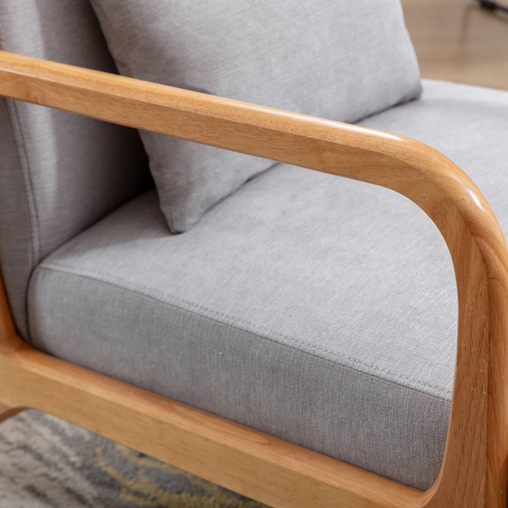 Beige Fabric Accent Armchair with Wood Frame V77770