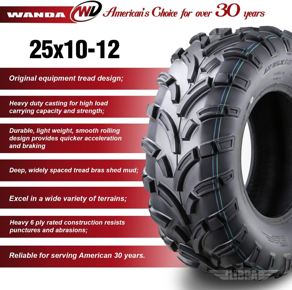 Set 6 25x10-12 & 25x11-12 ATV UTV Tires A606176