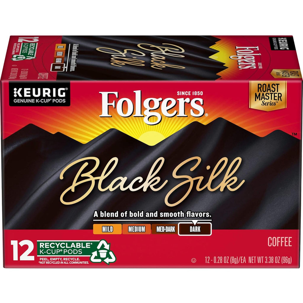 Folgers Black Silk Dark Roast Coffee, 12 Count (Pack of 6) Pack of 2 H496