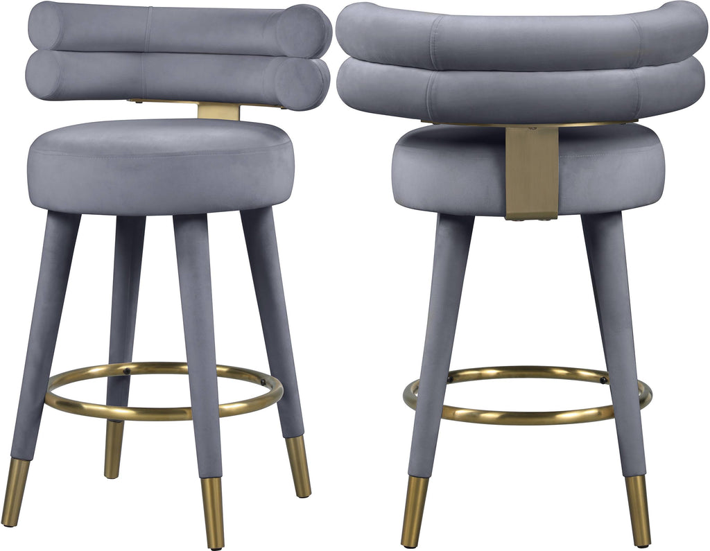 Gray Velvet Counter Stool (Set of 2) W671945