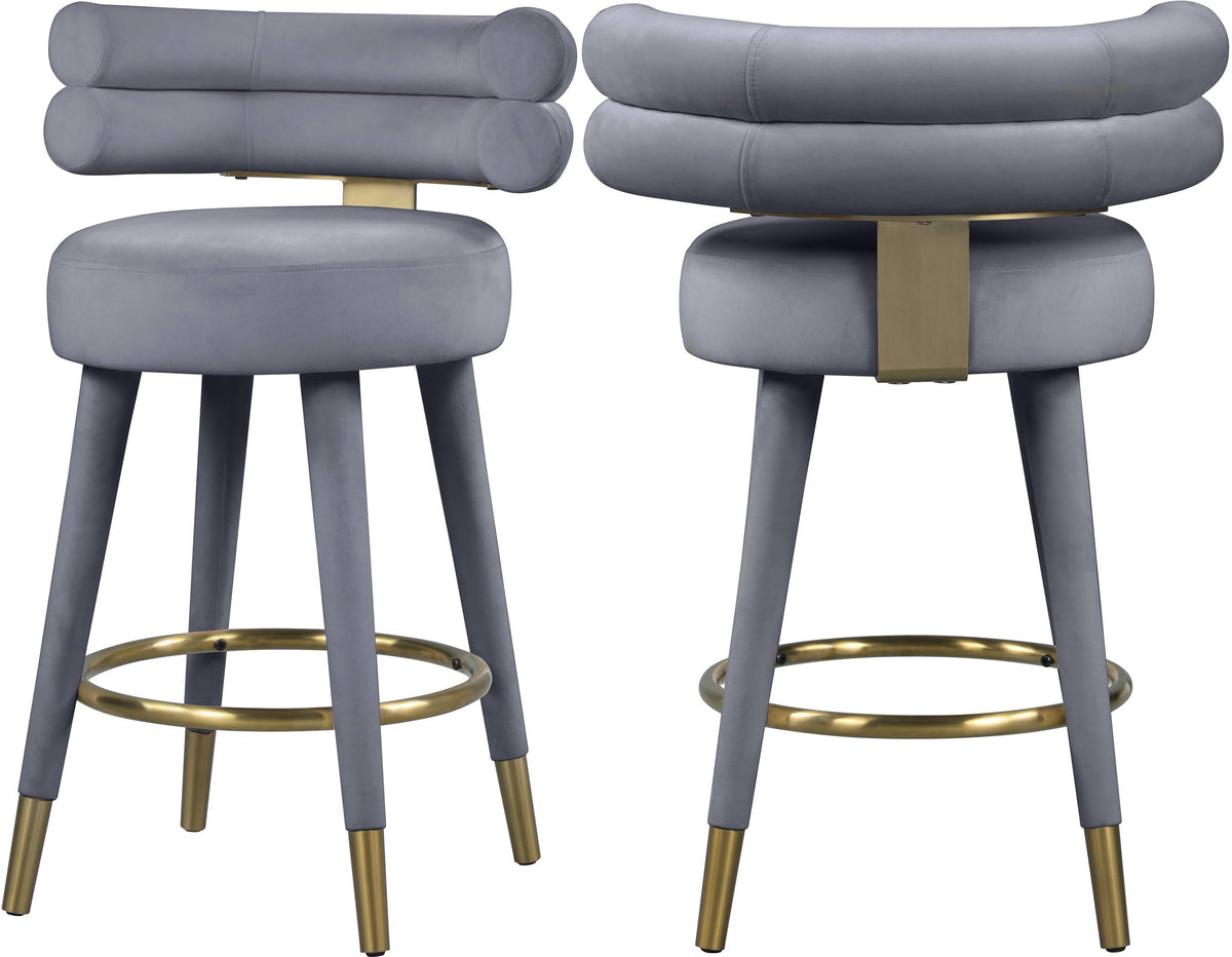 Gray Velvet Counter Stool (Set of 2) W671945