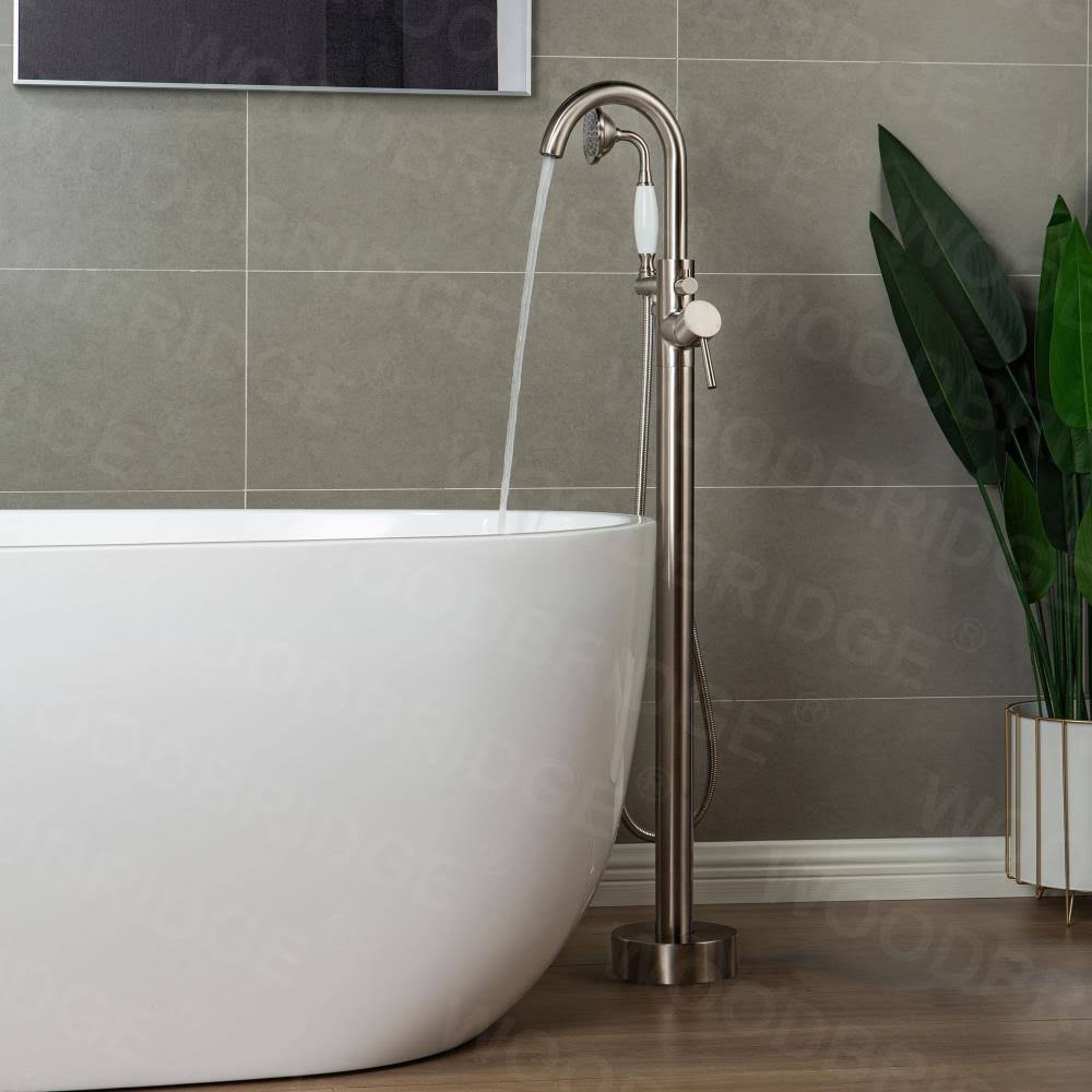Brushed Nickel Freestanding Bathtub Faucet with Hand Shower U532359