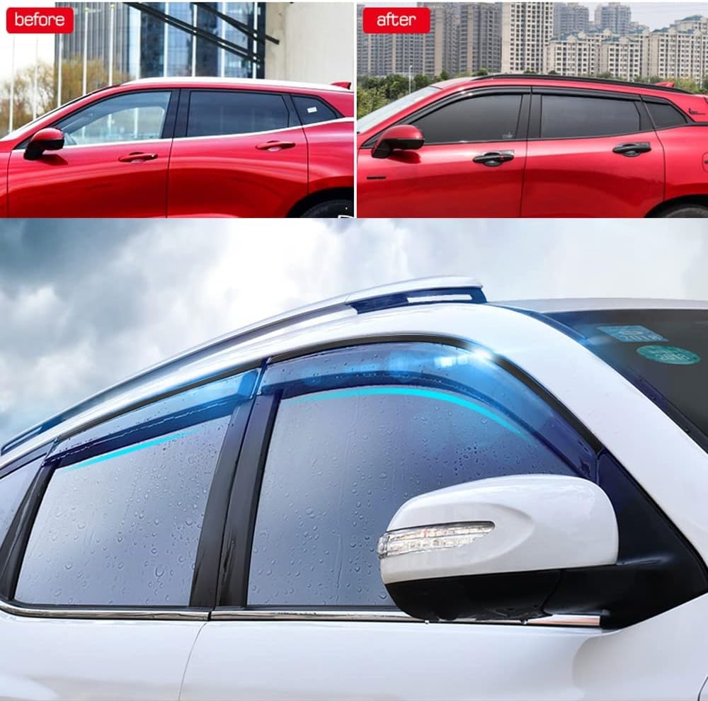 4 Pcs Translucent Side Window Deflectors Tape-On Vent Visor J572518