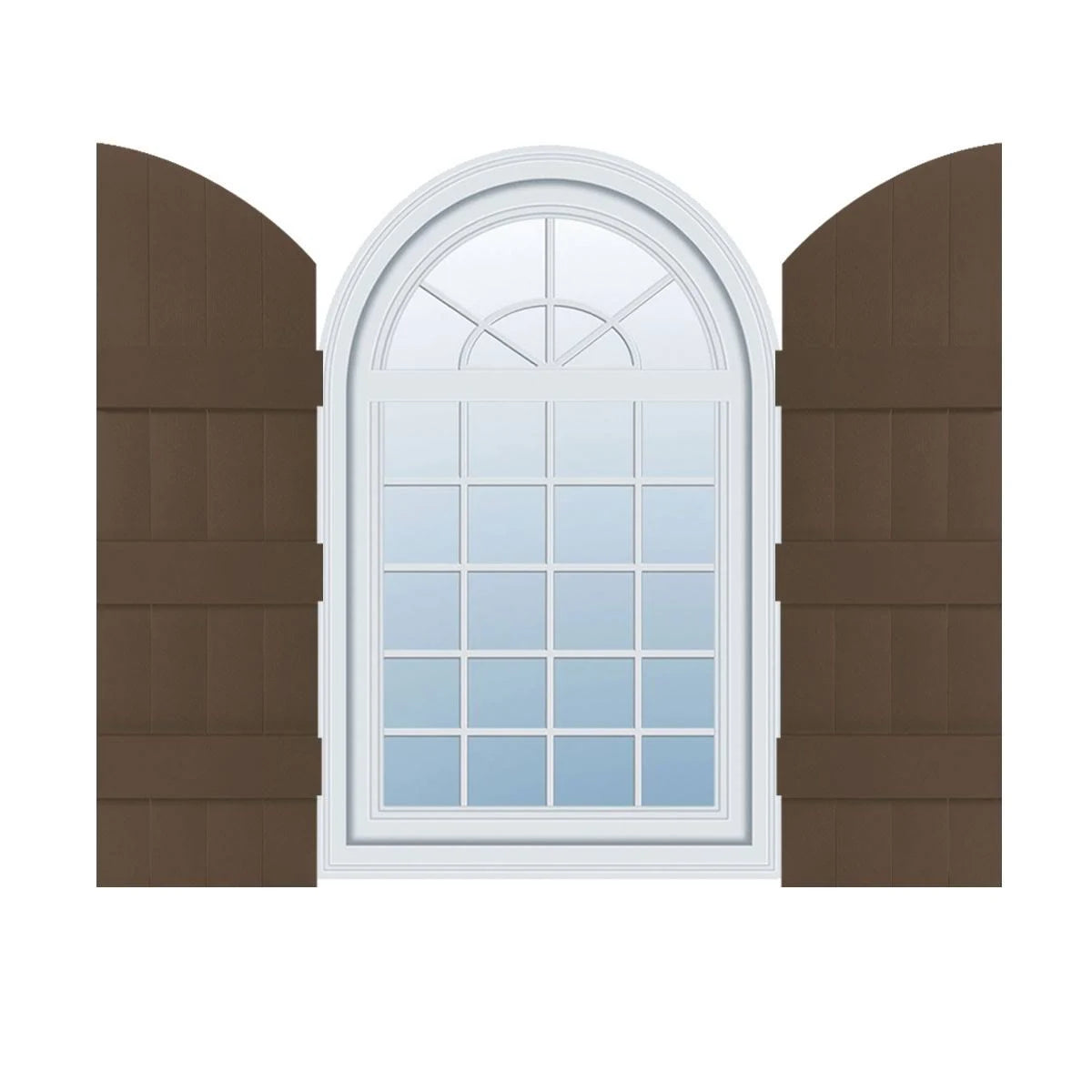 14 in. x 78 in. Vinyl Board and Batten Shutters Pair Federal Brown T6897