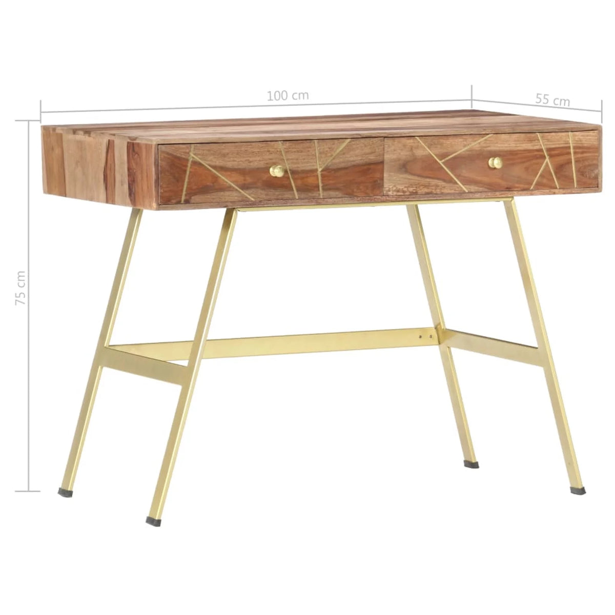 Sheesham Wood Writing Desk with 2 Storage Drawers P638103