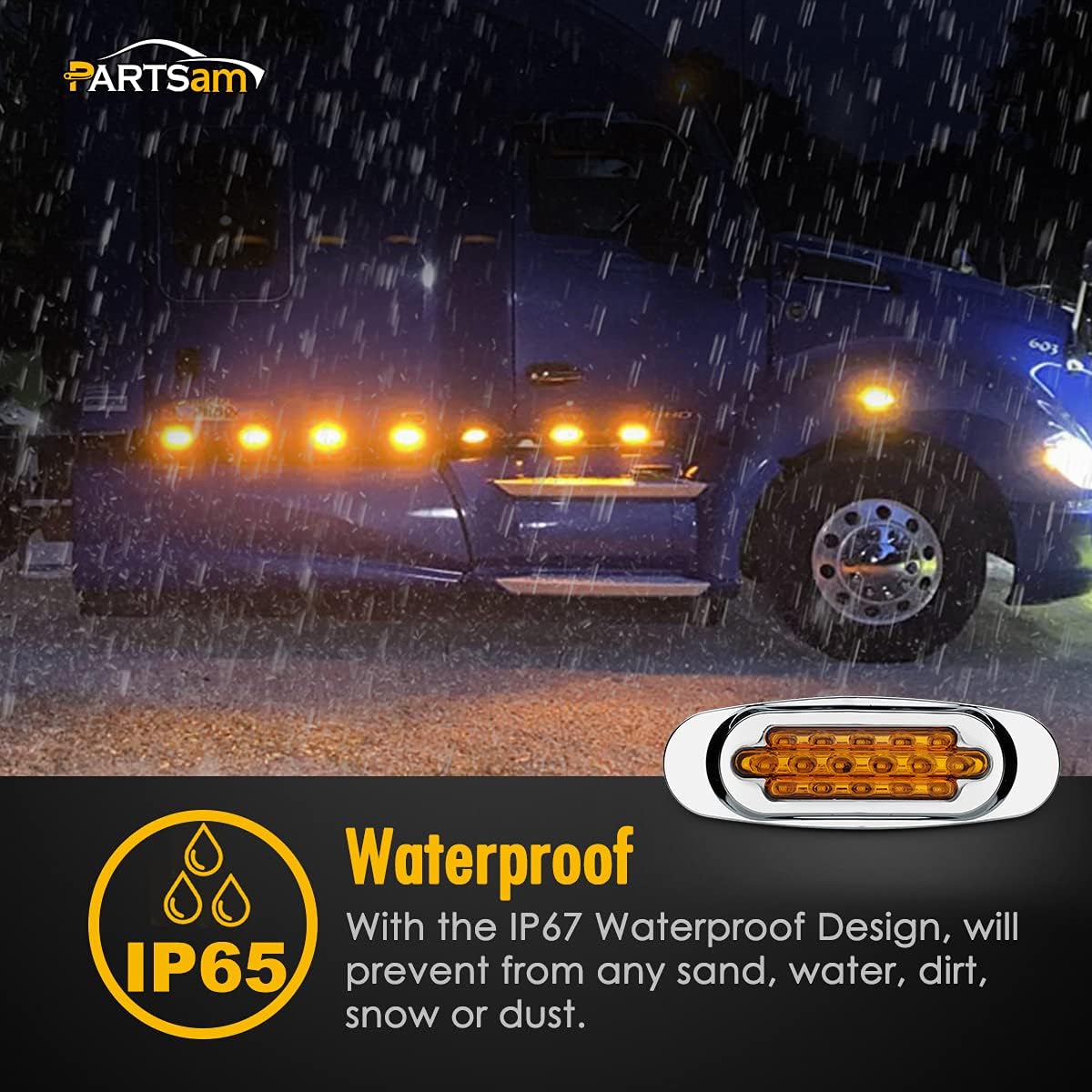 6.5 Inch Amber LED Side Marker Lights 14Pcs R92348