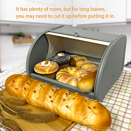 Metal Bread Box with Roll Top Lid Q3442