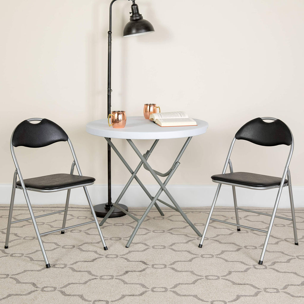 Black Vinyl Metal Folding Chair 4 Pk N22422