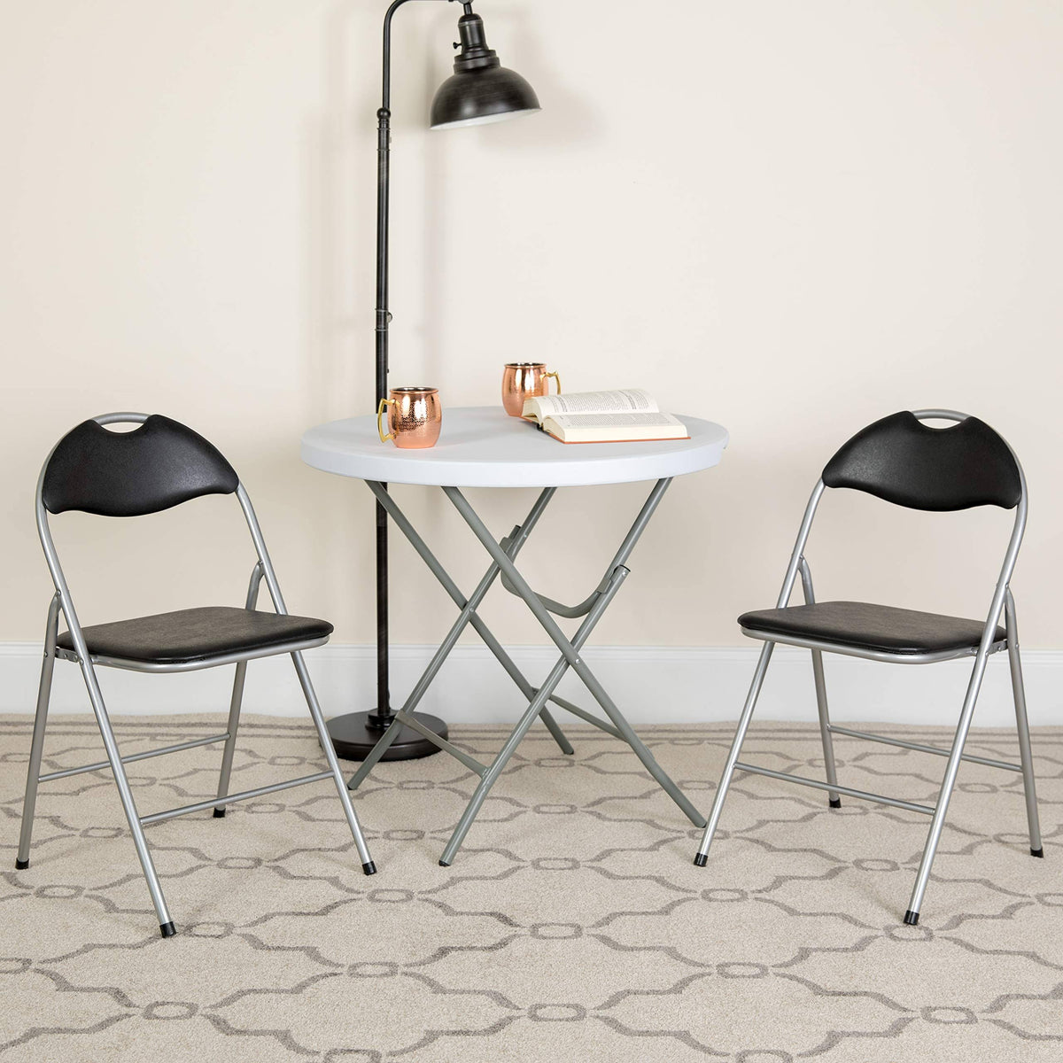 Black Vinyl Metal Folding Chair 4 Pk N22422