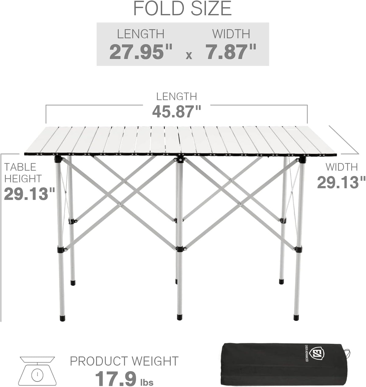 Lightweight Portable Aluminum Camping Table with Carry Bag U784901