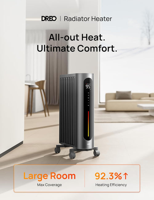 1500W Oil Filled Radiator Heater with Remote Control, Gray N6571