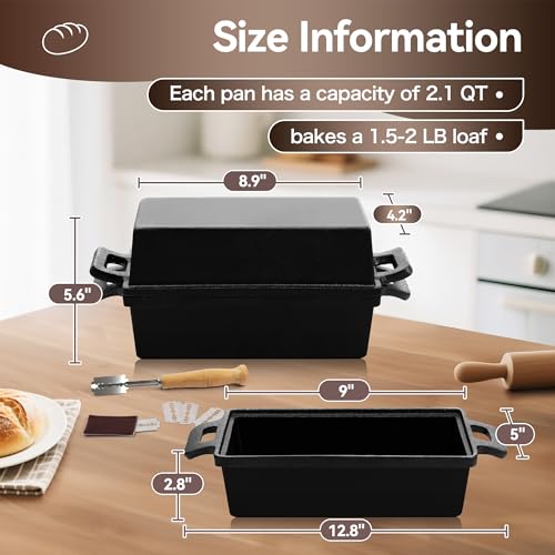2 Piece Pre-Seasoned Cast Iron Loaf Pans 9 x 5in W348422