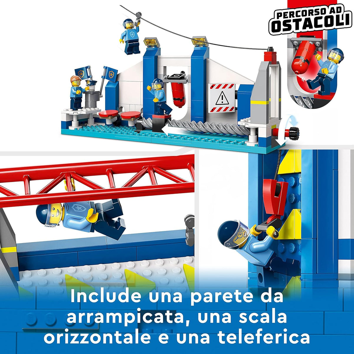 Police Training Academy Station Playset with Obstacle Course, Horse Figure, Quad Bike Toy and 6 Officer Minifigures U6905